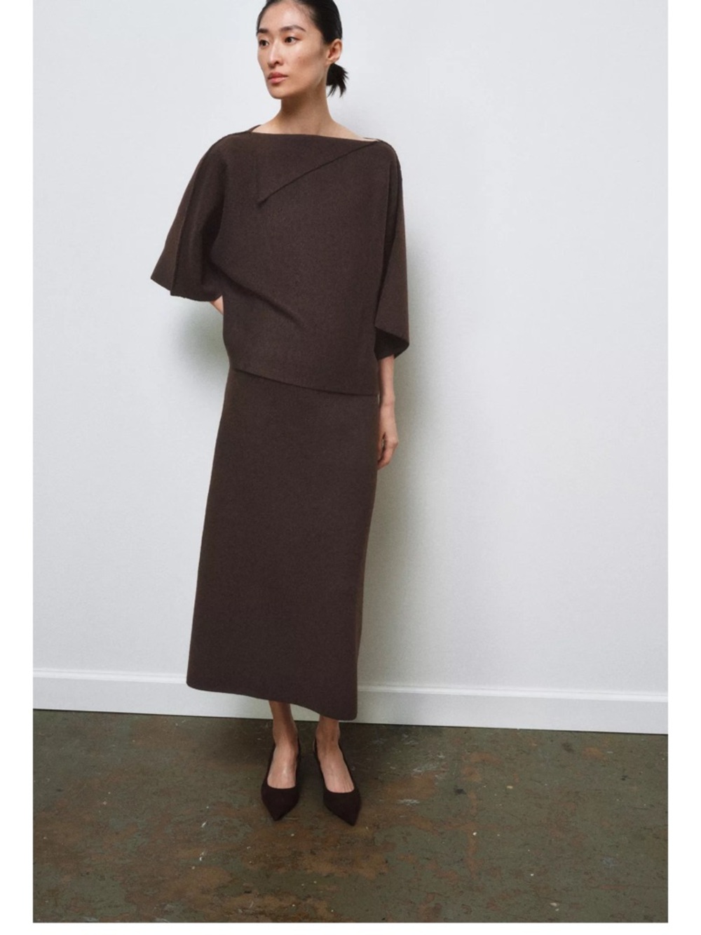 ZARA Brown Midi Skirt - Women's Tailored Knit